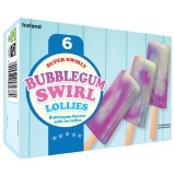 Iceland 6 Super Swirly Bubblegum Swirl Lollies 300ml