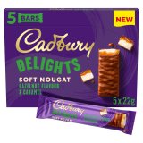 Cadbury Delights Hazelnut Caramel Chocolate Nougat Bar 5 Pack 110g