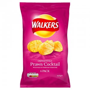 Walkers Prawn Cocktail Flavour Crisps 6 x 25g