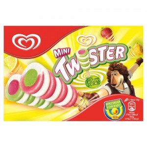 Twister Mini Pineapple, Strawberry, Lemon & Lime Flavour Ice Cream Lolly 8 x 50ml