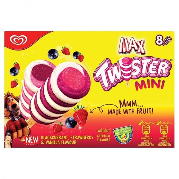 Twister Mini Blackcurrant, Strawberry & Vanilla Flavour Ice Cream Lolly